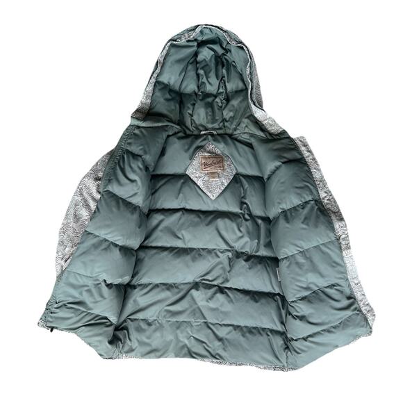 Vintage Woolrich Women’s Goose Down Winter Coat Jacket Green Brown Outdoors S - Picture 8 of 10